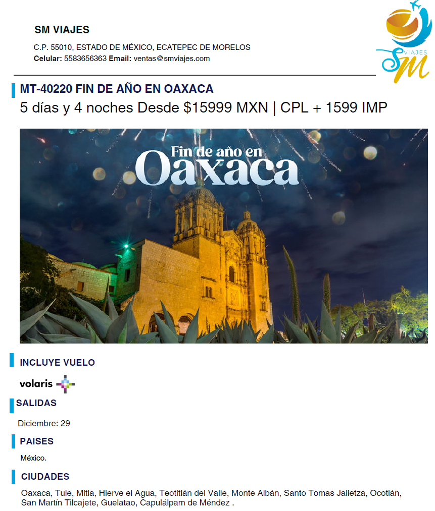 Póster Fin de Año en Oaxaca
